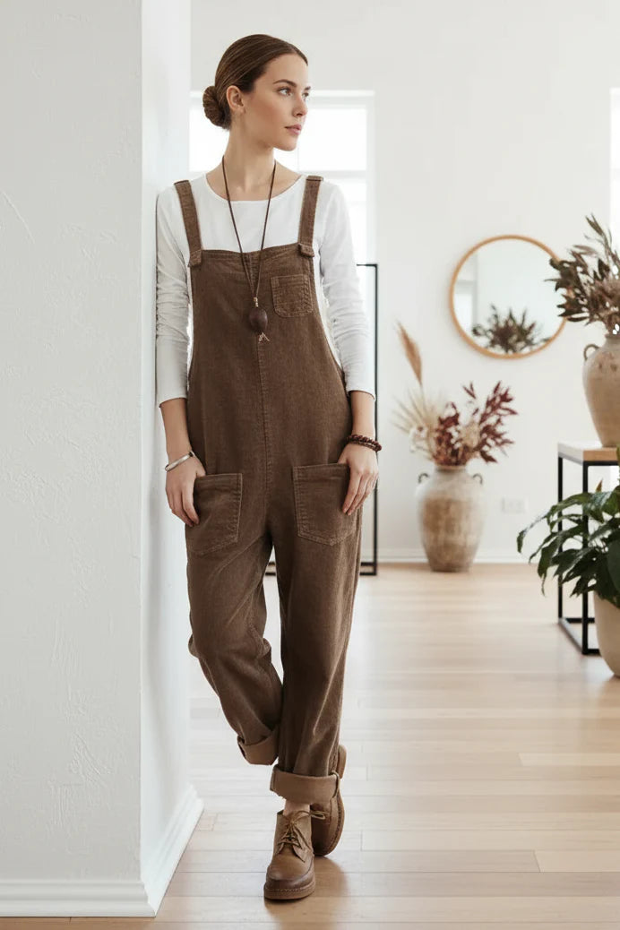 MOLLY - WIDE LEG CORDUROY OVERALLS