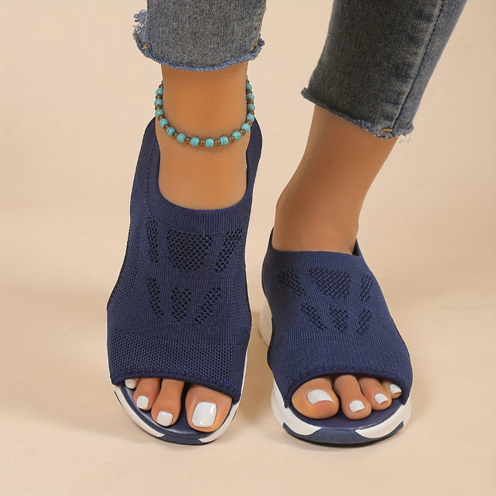 KARA - KNITTED SLIP-ON OPEN-TOE WEDGES