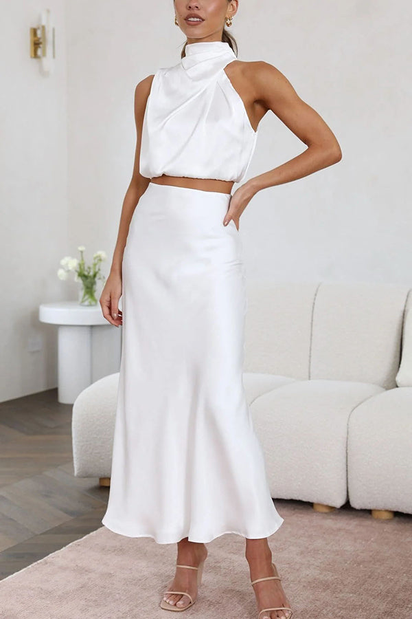 KELLY -  TWO-PIECE SATIN DRESS