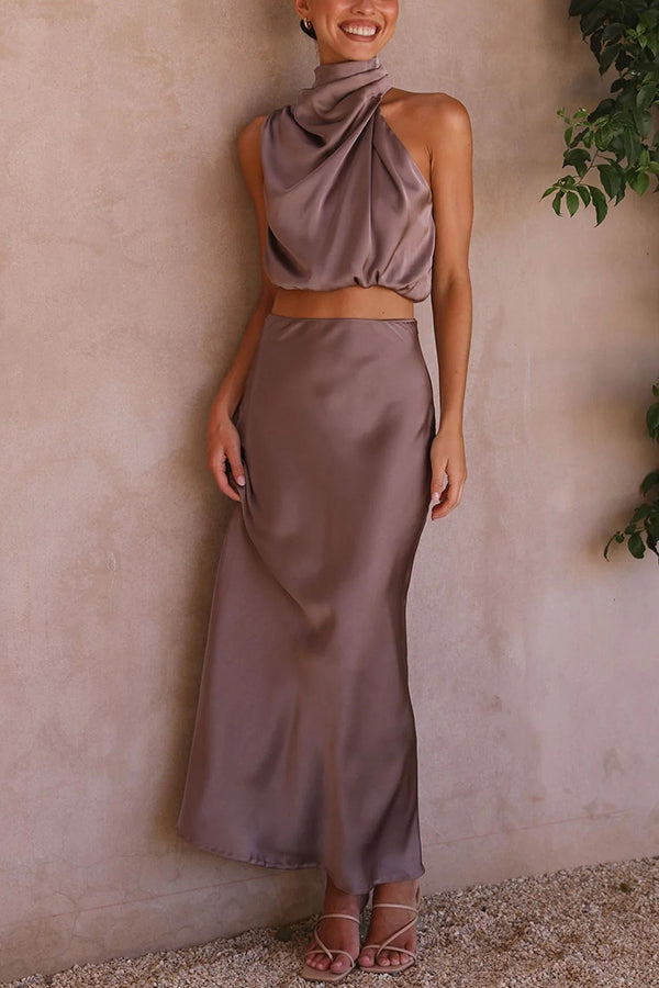 KELLY -  TWO-PIECE SATIN DRESS