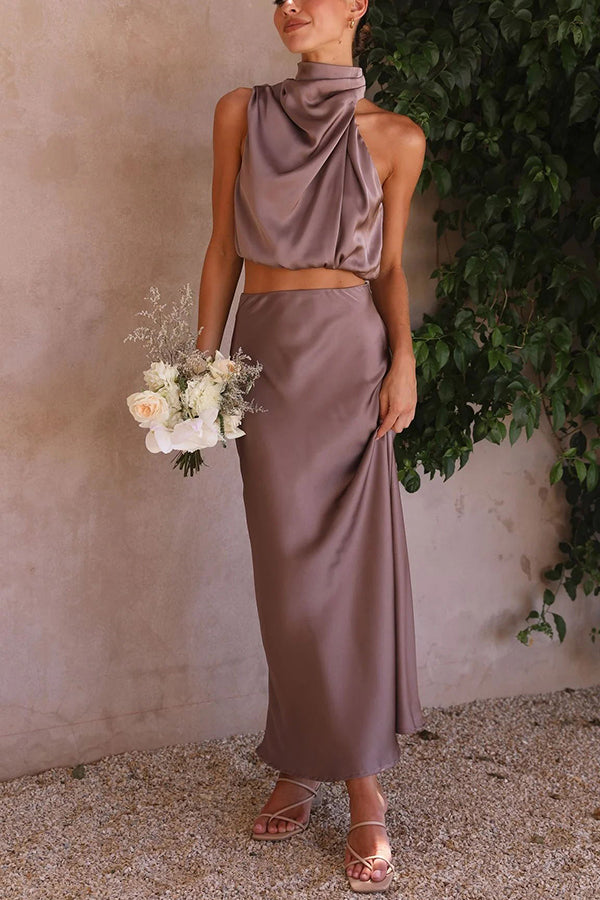 KELLY -  TWO-PIECE SATIN DRESS
