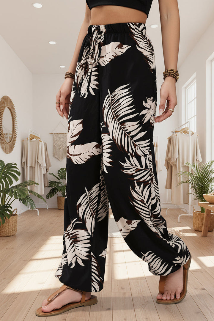 LINDE - LEAF PRINT SUMMER PANTS