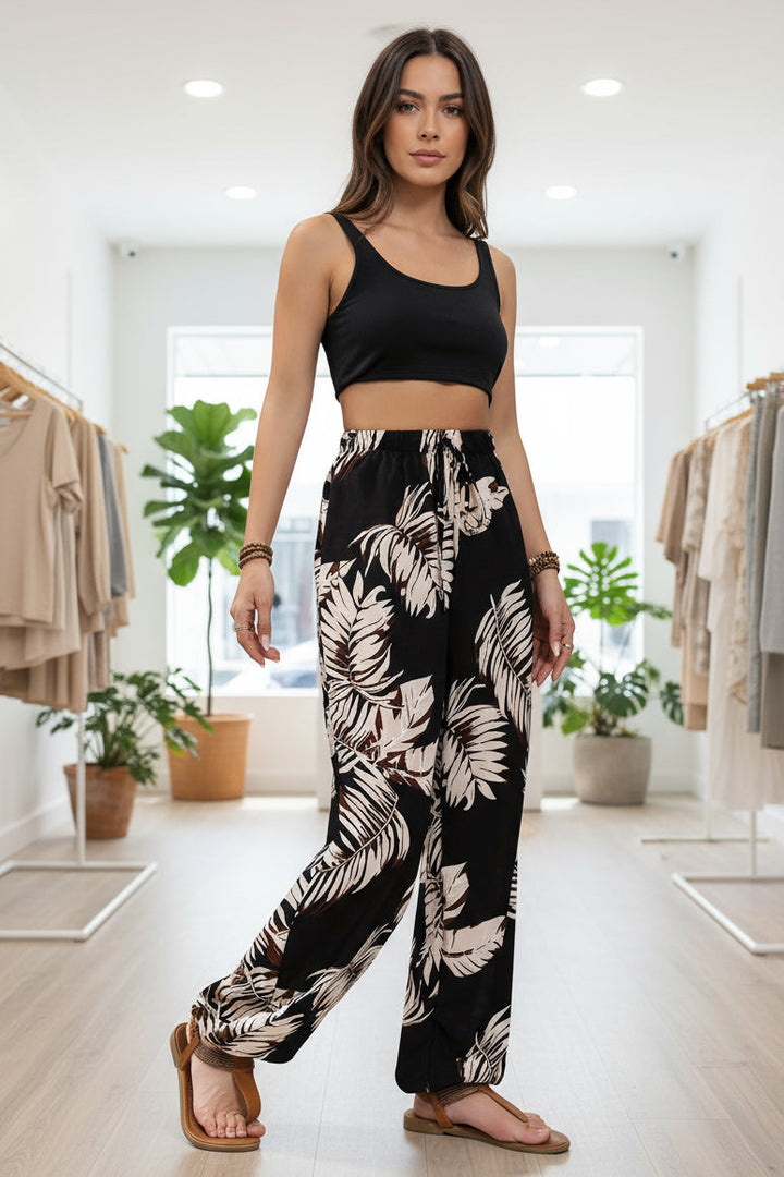 LINDE - LEAF PRINT SUMMER PANTS