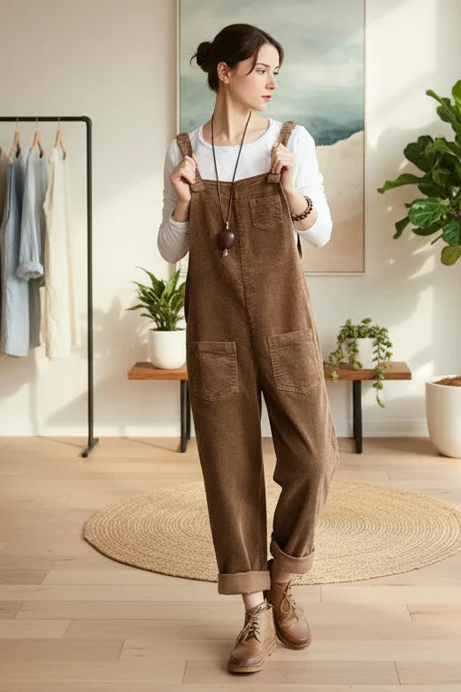 MOLLY - WIDE LEG CORDUROY OVERALLS