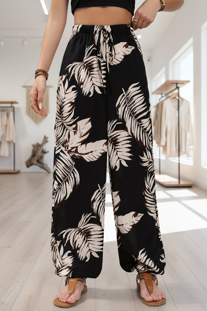 LINDE - LEAF PRINT SUMMER PANTS