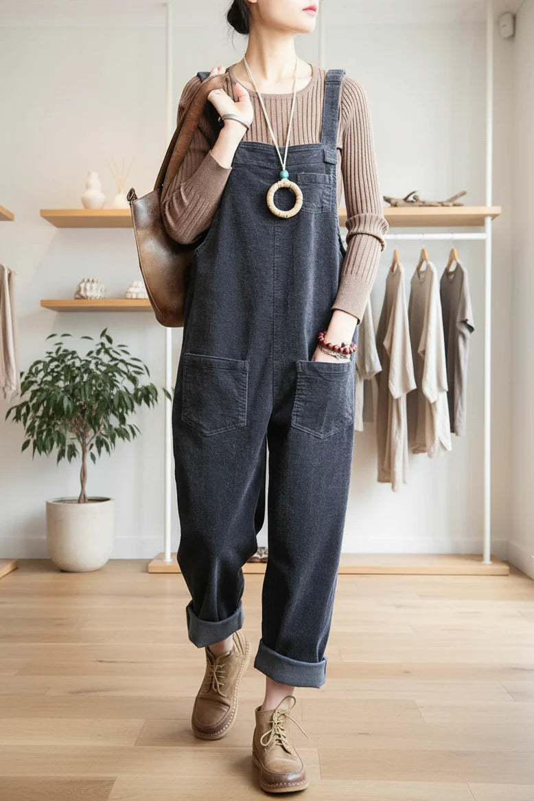 MOLLY - WIDE LEG CORDUROY OVERALLS