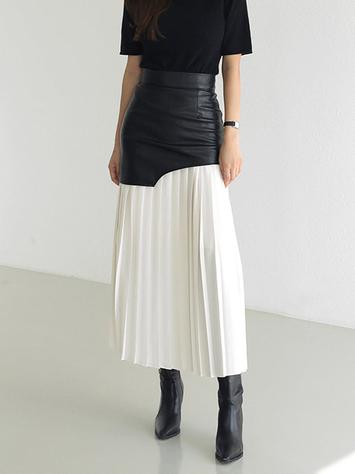 JESSY - ASYMMETRIC FAUX LEATHER SKIRT