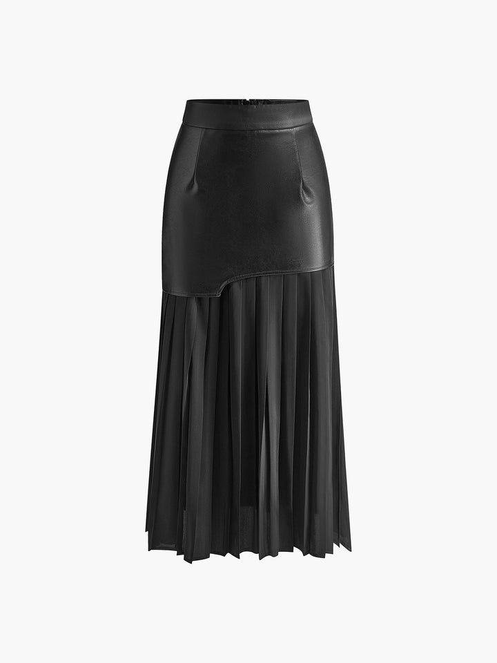 JESSY - ASYMMETRIC FAUX LEATHER SKIRT