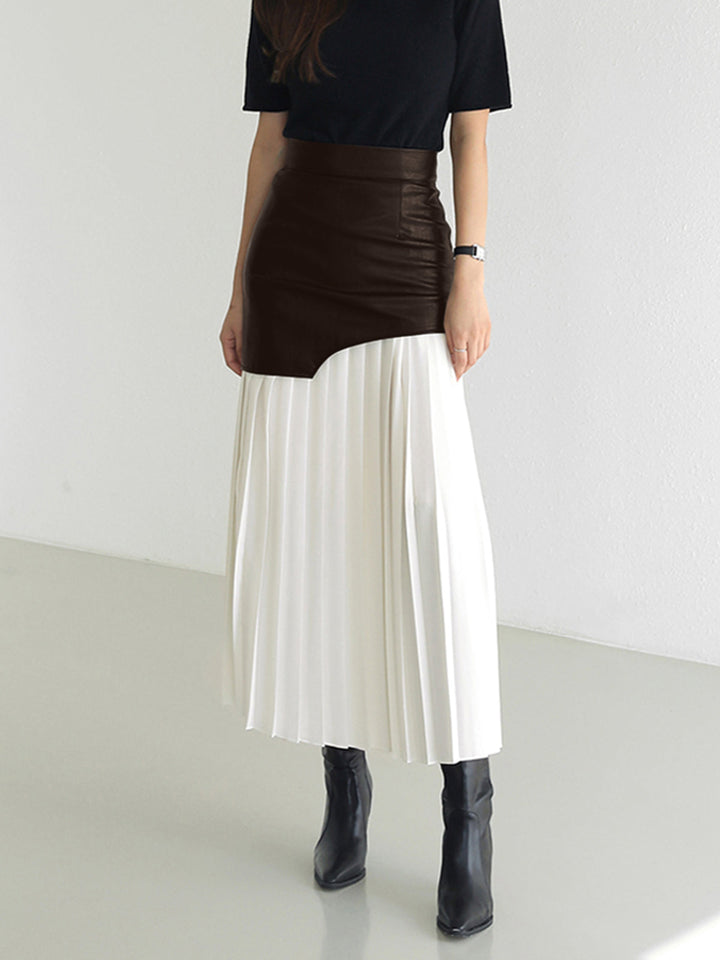 JESSY - ASYMMETRIC FAUX LEATHER SKIRT