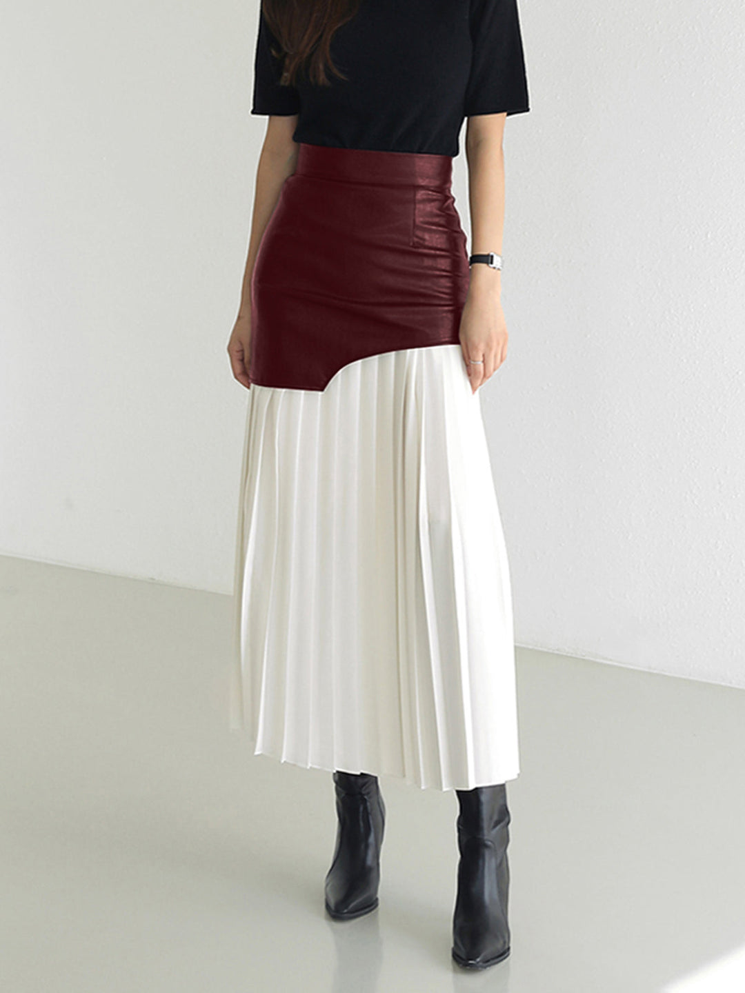 JESSY - ASYMMETRIC FAUX LEATHER SKIRT