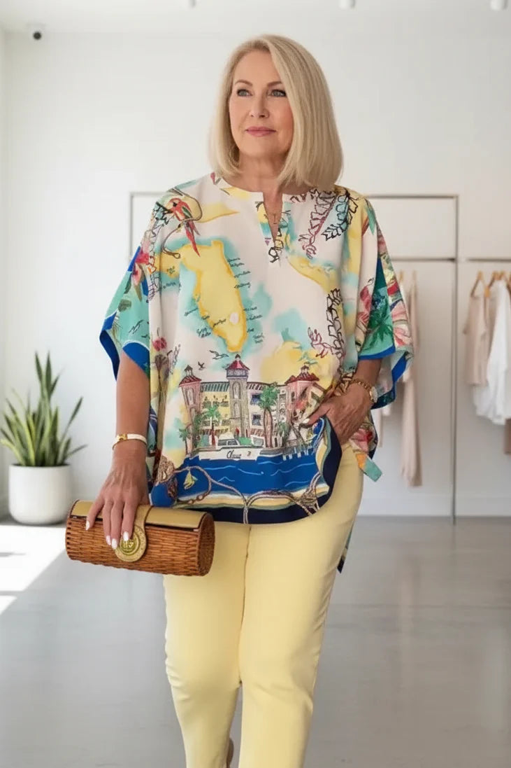 DALIA – FLORAL CAPE BLOUSE