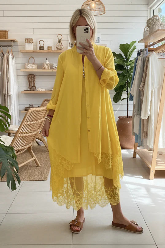 LYRA – LACE TRIM FLOW DRESS