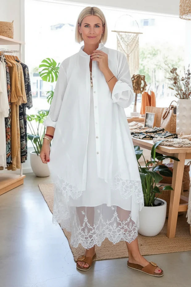 LYRA – LACE TRIM FLOW DRESS