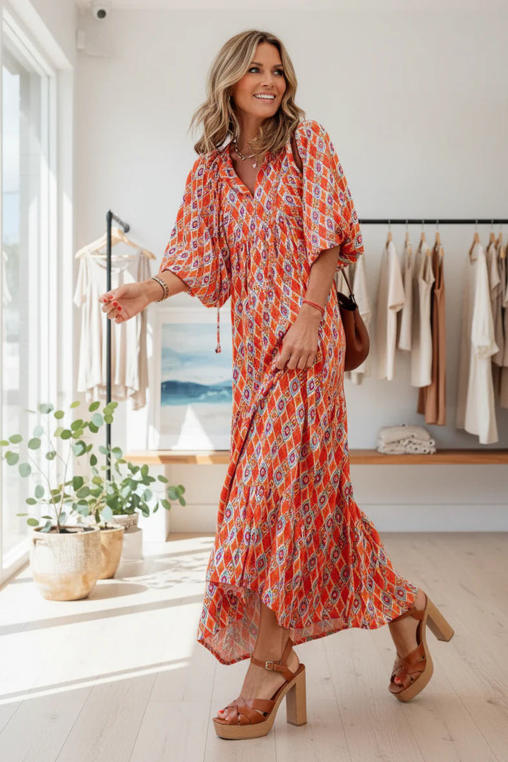 ZAFIRA – V-NECK BOHEMIAN DRESS