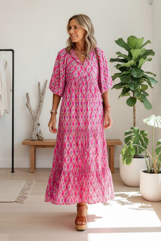 ZAFIRA – V-NECK BOHEMIAN DRESS