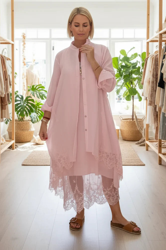 LYRA – LACE TRIM FLOW DRESS