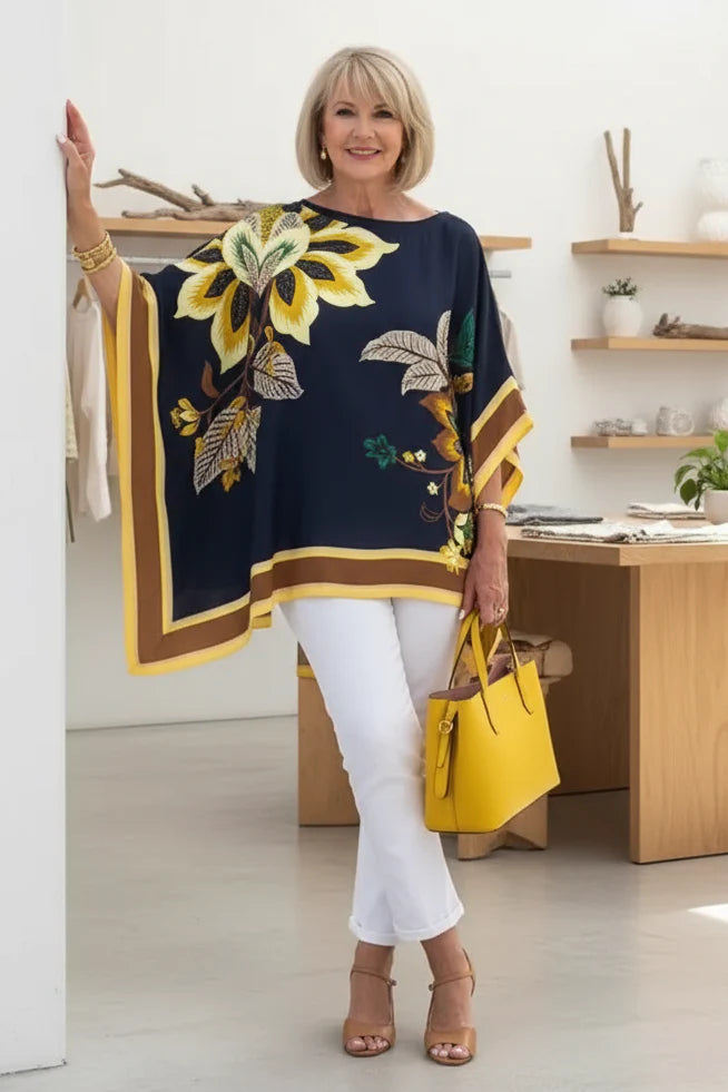 DALIA – FLORAL CAPE BLOUSE