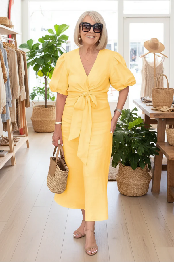 SELENA - V-NECK DRESS