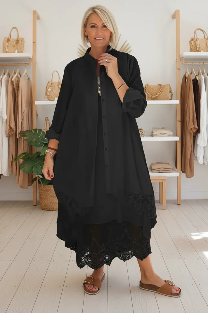 LYRA – LACE TRIM FLOW DRESS