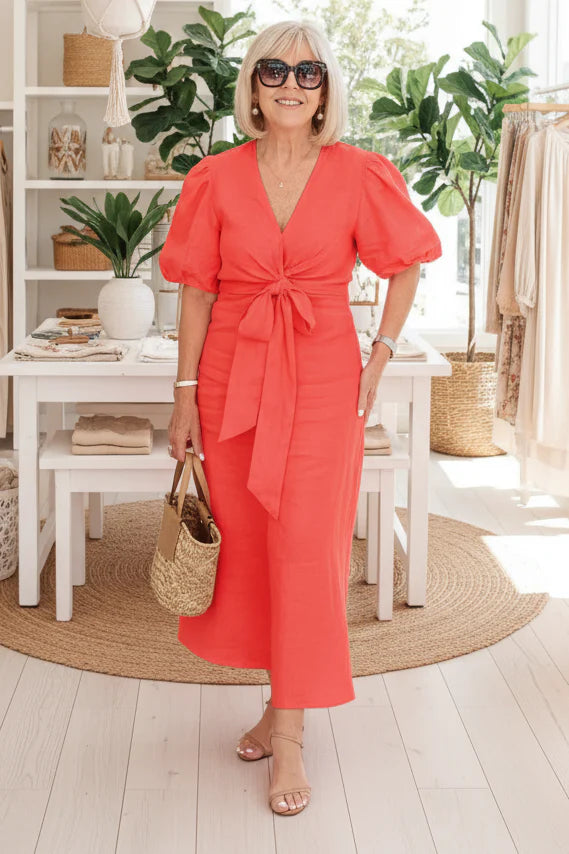 SELENA - V-NECK DRESS