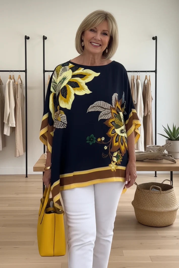 DALIA – FLORAL CAPE BLOUSE