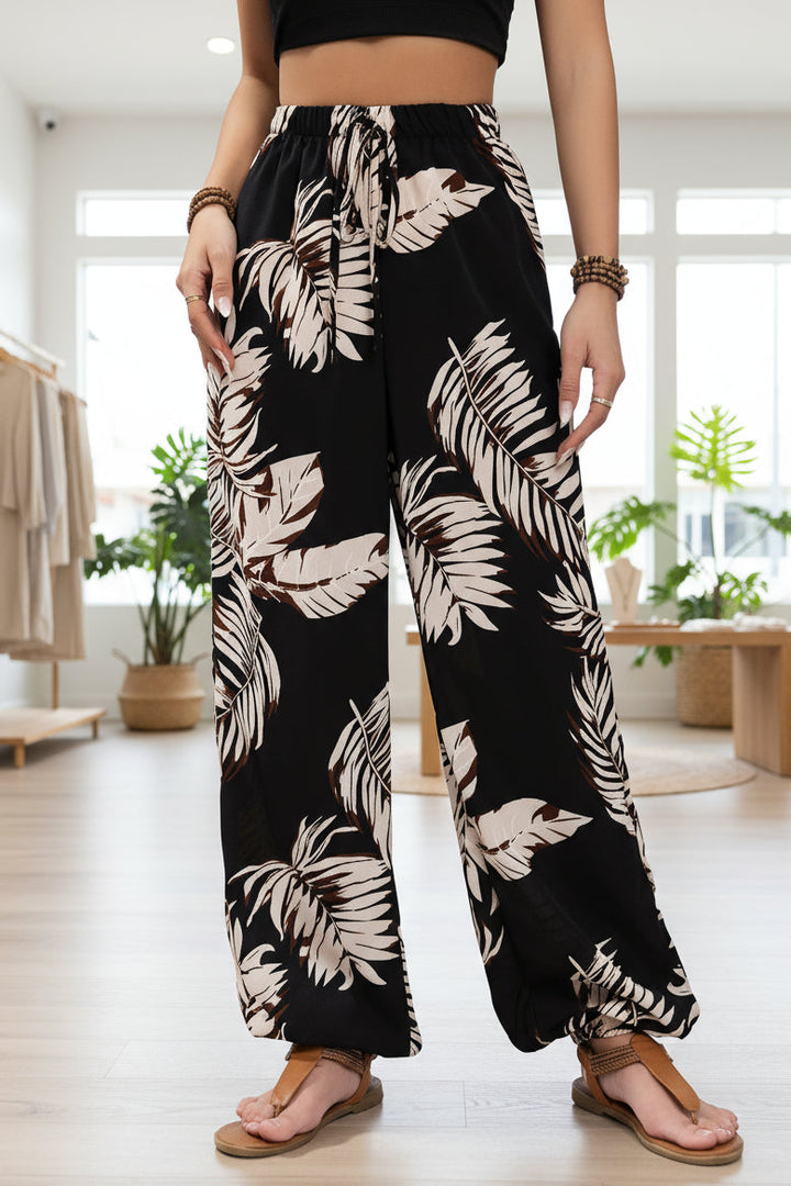 LINDE - LEAF PRINT SUMMER PANTS