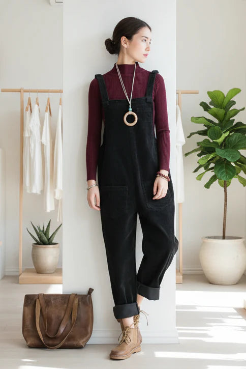 MOLLY - WIDE LEG CORDUROY OVERALLS