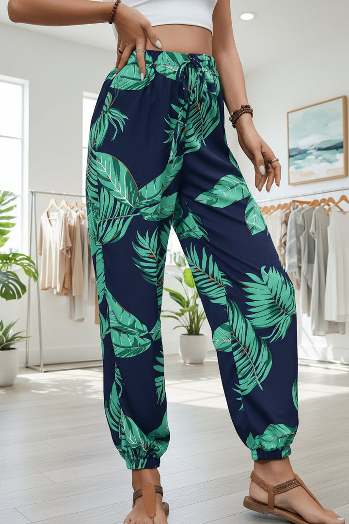 LINDE - LEAF PRINT SUMMER PANTS