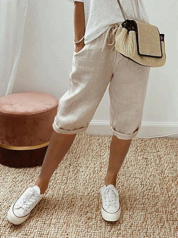 LIV - COTTON-LINEN BLEND PANTS